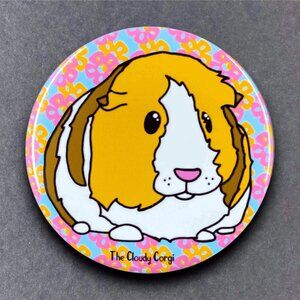 Tropical Guinea Pig Pinback Button, Magnet, Keychain, Bottle Opener or Ornament